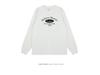 Trendy Unisex Hong Kong Style Logo Print Long Sleeve Cotton T-Shirt with Ribbed Cuffs
