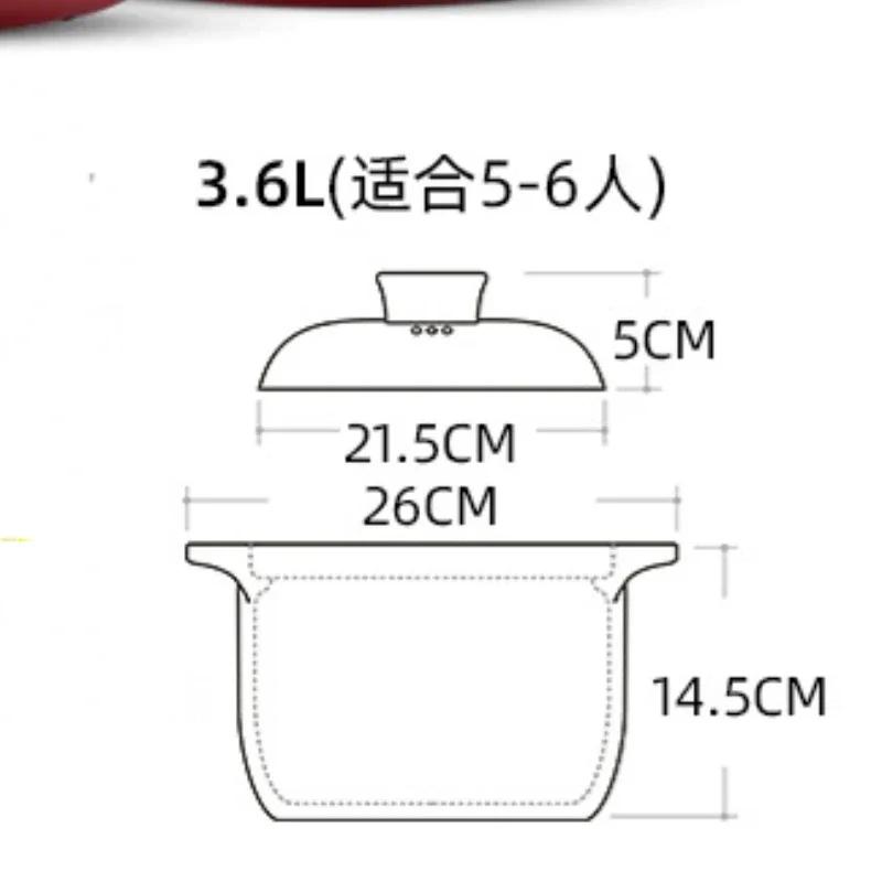 Ceramic Casserole Multi-size Chinese Red Round 1.4-5.5L Multiple Size Cooking Soup Pot Home Kitchen Supplies Saucepan Pan