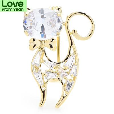 Broches chat en cristal pour femmes et hommes, de haute qualité, idéales pour les fêtes, le bureau ou comme cadeau
