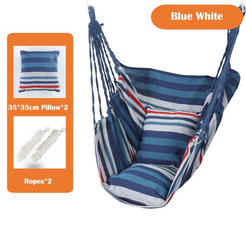 Hanging Rope Chair Swing Hammock Outdoor Porch Patio Yard Seat W 2 Pillows