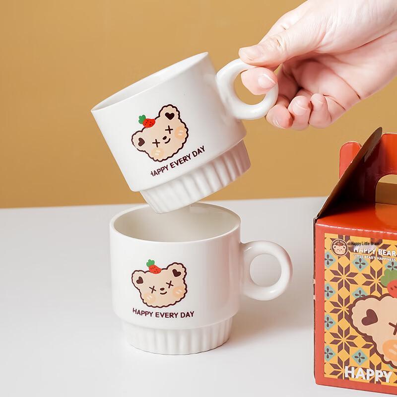 Cartoon Bear Ceramic Couple Mug Gift Set