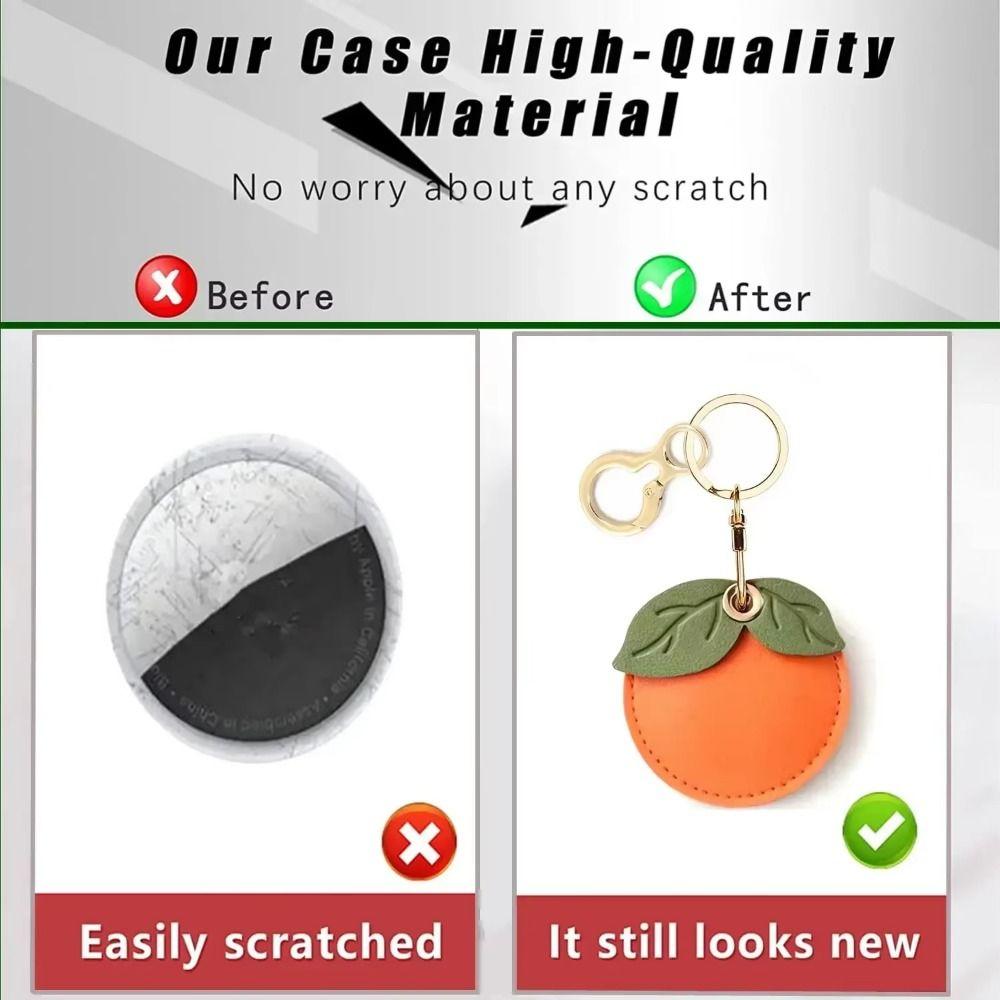 Fruit Green Leaves Cartoon Key Holder Anti-lost PU Fruit Key Rings Leather Keychain  Bag Charm