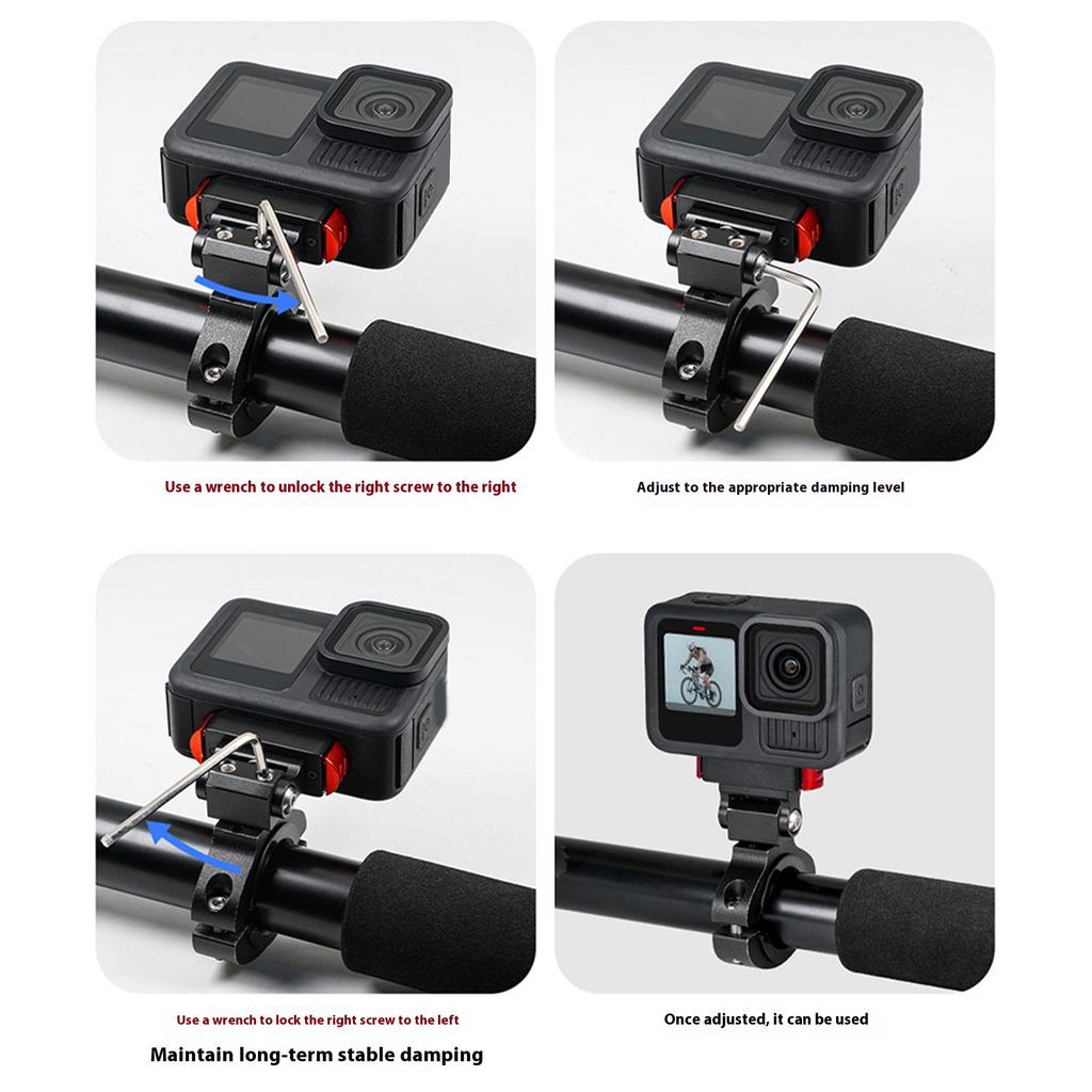 Aluminum Alloy Action Camera Bike Mount Featuring Magnetic Quick Release And Damping Rotations Adjustment For Multiple T
