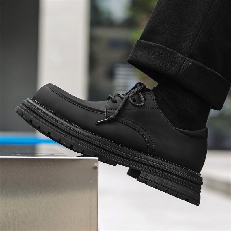New Mens Platform Casual Shoes High Quality Outdoor Work Shoes New Black Thick-soled Formal Shoes Business Leather Dress Shoe