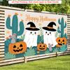 Party Backdrop Halloween Flat Cute Ghosts Pumpkins Cactus Mouse Photo Booth Decor Party Decor