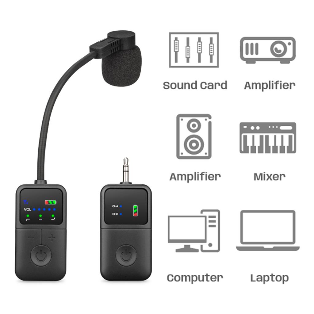 2.4GHz Wireless Mic Transmitter and Receiver Clip-on Instrument Microphone Saxophone Microphone for Saxophone and More