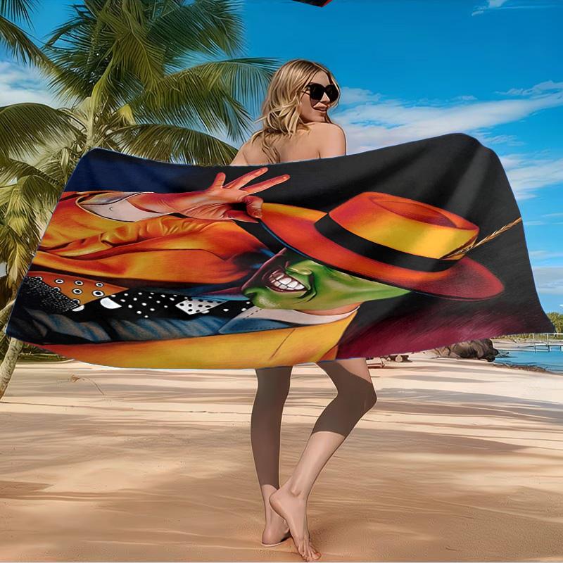 The Masked Green Man Beach Towel Microfiber Beach Towel, Lightweight and Quick-Dry, for Summer Travel, Swimming Pool Fan Birthday Gift