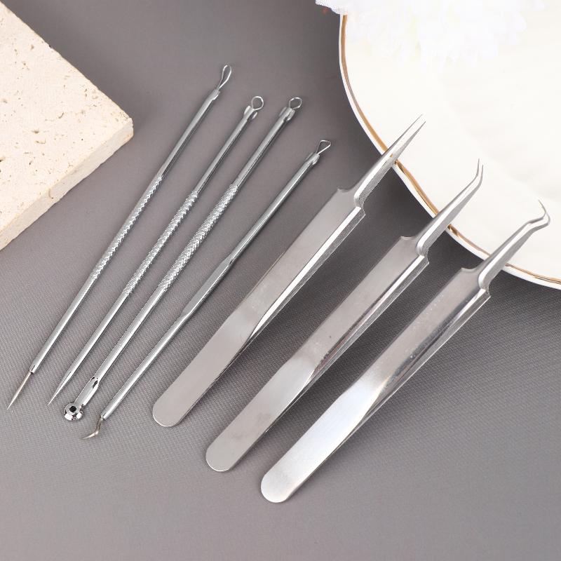 5/7/8Pcs Ultra-Fine Cell Pimples Blackhead Clip Tweezers Beauty Face Health Salon Special Blackhead Remover Acne Needle Tool