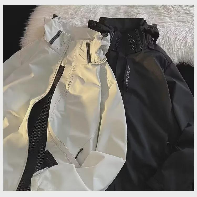 Men's Large Hooded Outdoor Mountain Jacket - Spring/Autumn Zipper Style