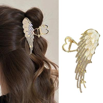 Elegant Hair Claw Clip With Rhinestone Wing Design For Women And Girl Fashion Hair Styling Accessory for Daily Wear