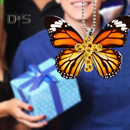 Golden Butterfly Acrylic Car Hanging Ornament Perfect for Parties Birthdays Christmas Home Car Decorations