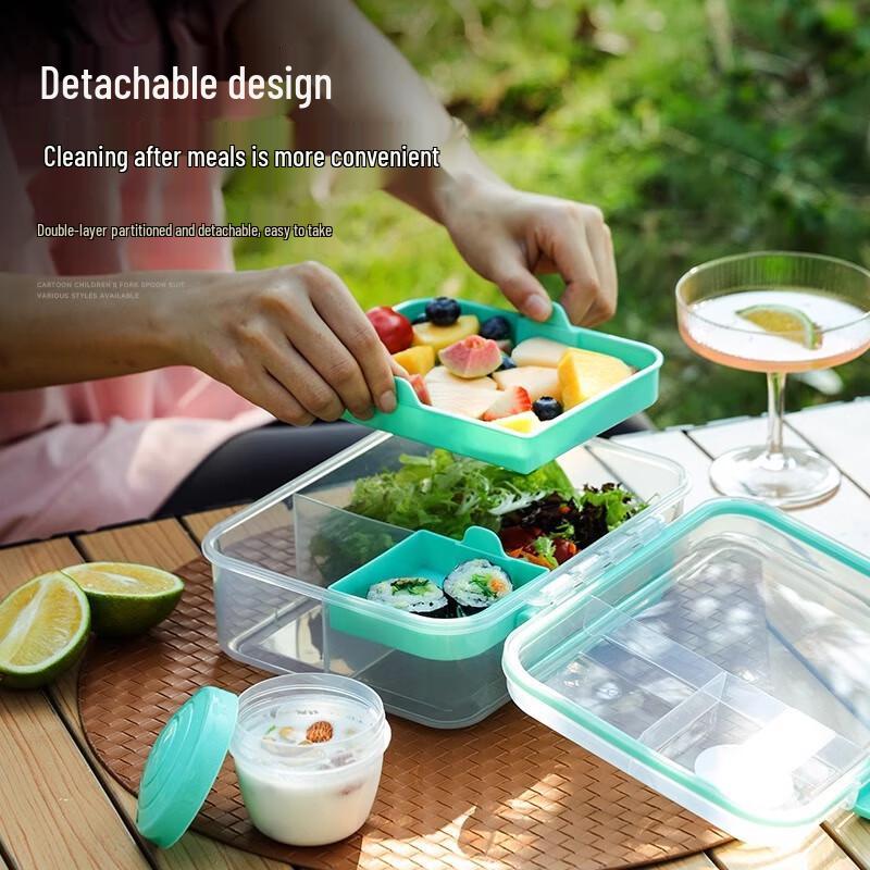 Microwaveable Double-Layer Compartmented Bento Lunch Box