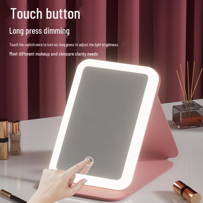 Portable LED Makeup Mirror with Light - Foldable Desktop Vanity Mirror
