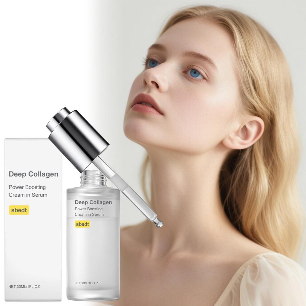 Deep Collagen Power Boosting Cream In Serum,Korean Glass Skin Care,Facial Intensive Moisturizing Hydrating Elasticity Ampoule