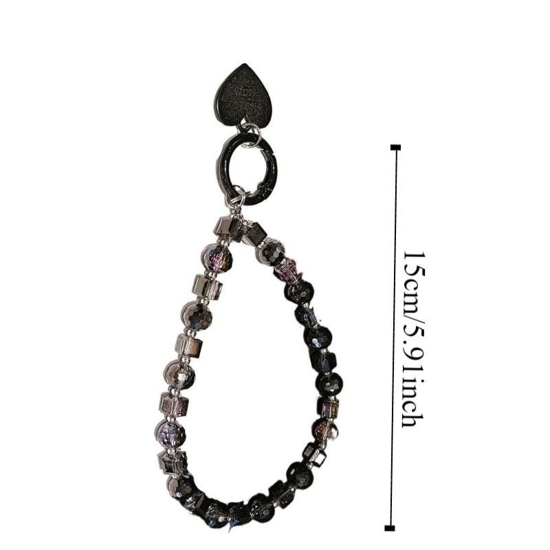With Clip Crystal Beads Phone Chain Anti-lost Love Phone Pendant  Car Key Accessories