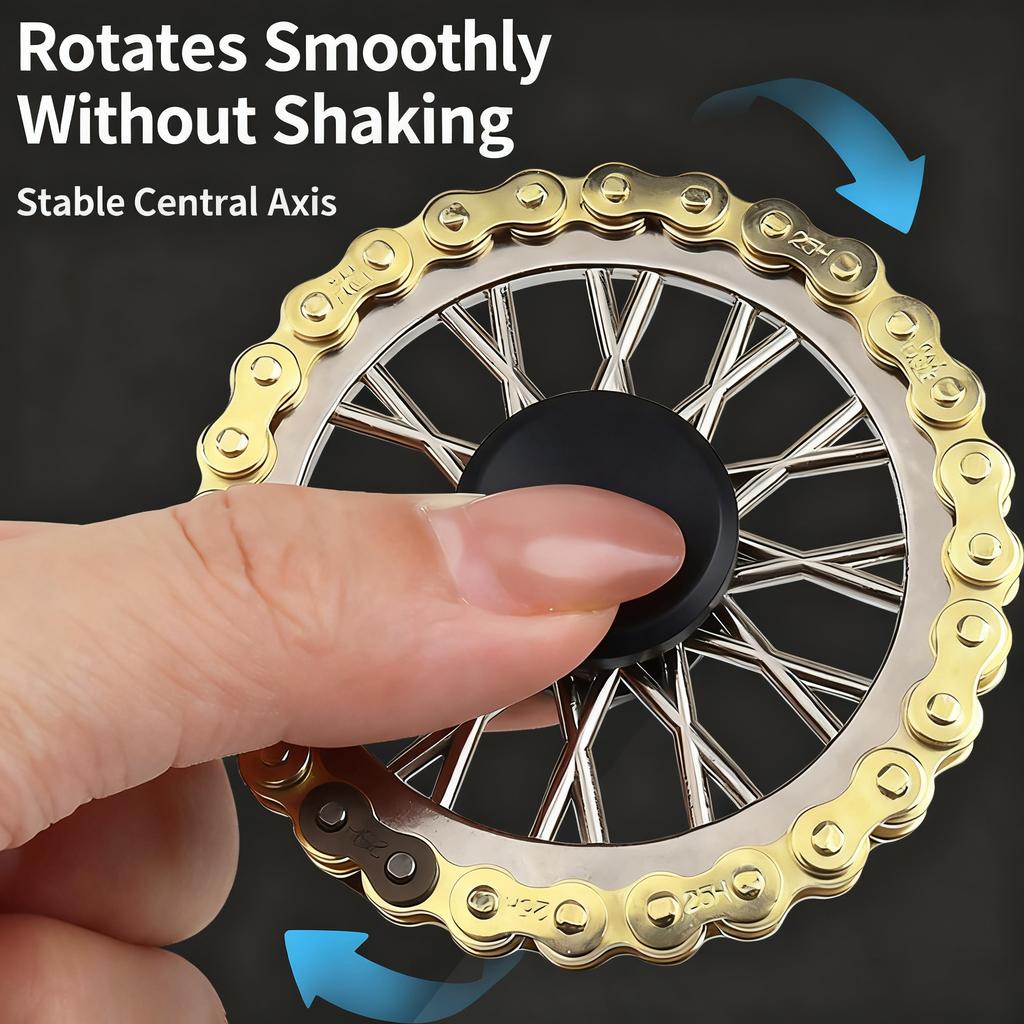 Engranaje de Volante de Metal Cadena Giroscopio Giroscopio de Punta de Dedo Piñones Juguetes Fidgets Juguetes Anti-estrés para Moverse Spinners de Dedo Juguetes de Ejercicio para Dedos Navidad
