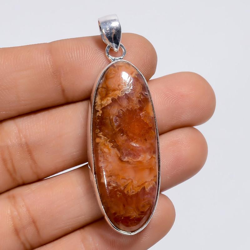 

Exclusive Top Grade Qualite 100% Natural Rhodochrosite Oval Shape Ethnic Style Handmade Jewelry 925 Steling Silver Plated Pendant 2 WSJ4985 2