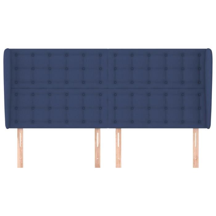 VidaXL Tête de lit avec oreilles Bleu 183x23x118-128 cm Tissu3118410