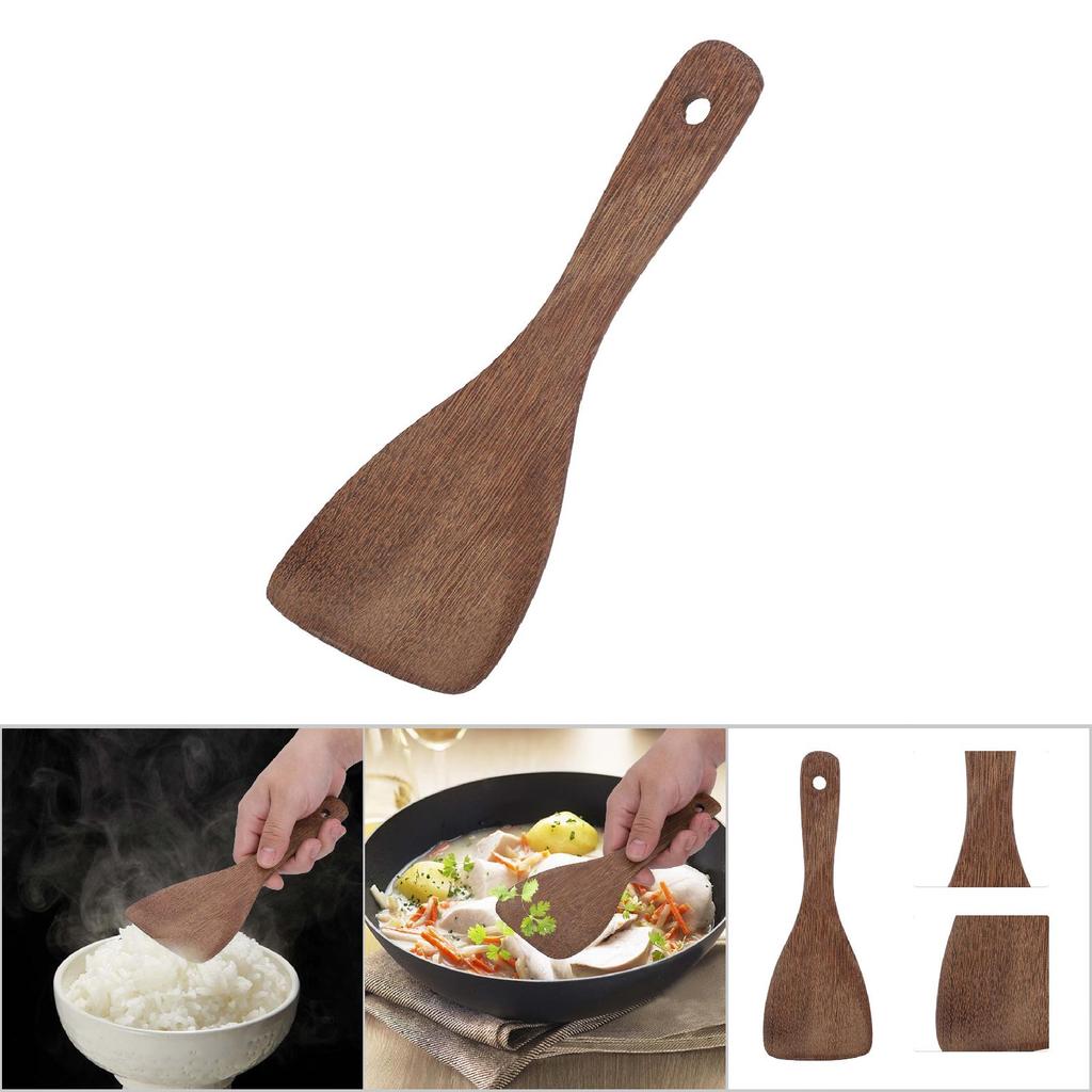 Kitchen Cooking Tool Shovel Wooden Spatula Fried Rice Turner Utensils (Bevel)