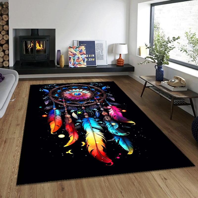 [Crystal Velvet Rug] Crystal Velvet Dream Catcher Printed Area Rug Carpet for Bedroom Living Room Home Decor Rugs Mat Non Slip Mat Rug for B