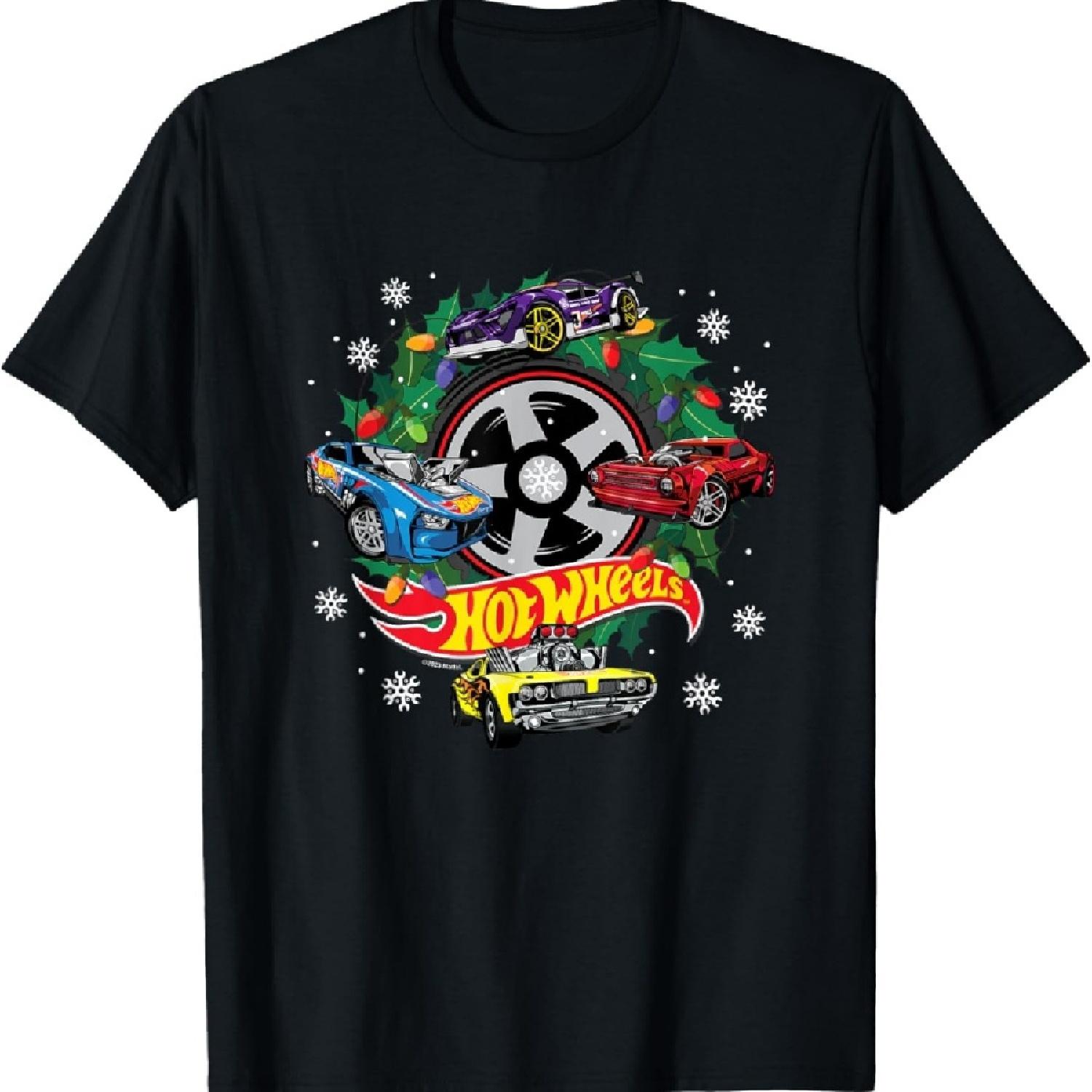 Футболка Hot Wheels Рождественский венок с огнями и машинками S