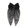 Bride Hairpin with Sequins Bowknot for Girls Barrette Bows for Pageant Prom Princess Hair Accessories Stage Props