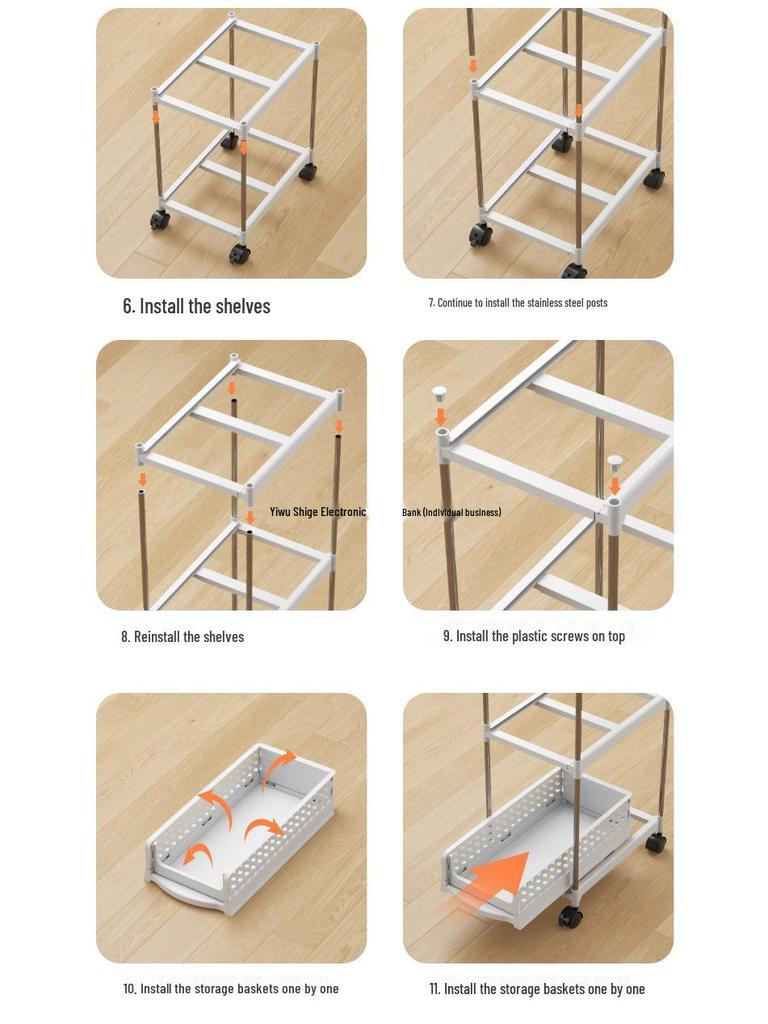 Foldable Multi-Layer Mobile Storage Cart with Wheels for Kitchen, Bedroom, or Bathroom