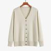 Dames effen lichtgewicht casual gebreid shirt V-hals lange mouwen slank ademend gebreid vest lente herfst mode eenvoudige losse zachte plus jas voor dames