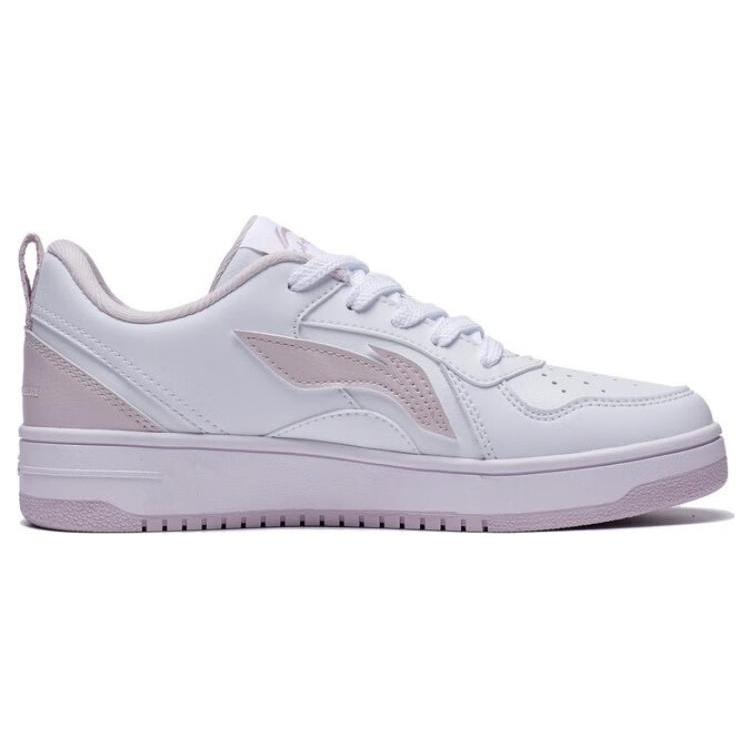 Li Ning Shiyi Slip Resistant Lightweight Abrasion Resistant Low Top Skateboard Shoes Women's White Purple AGCT342-1