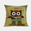 Owl Cartoon Animal Style Cushion Cover Cute Children Painting Cotton Linen Room Sofa Decoration Throw Pillow Case Cojines