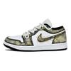 Jordan Air Jordan 1 Wear resistant And Lightweight Low top Vintage Basketball Shoes Unisex Black White Gold 553558-165(Team96-)