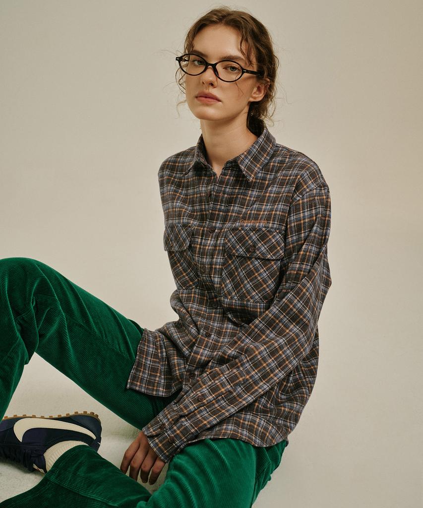 GREENBUTTER Classic Check Shirt (Charcoal/Blue)