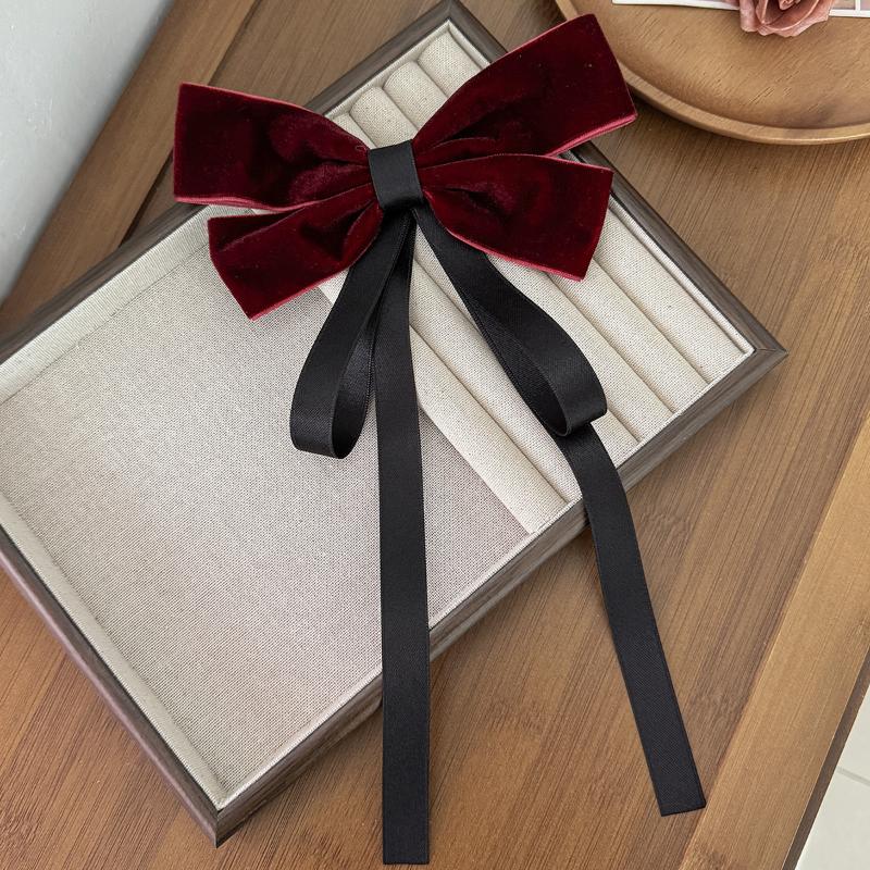 Elegante Samtschleifen-Haarklammern für Damen-Bankette, Party-Kopfschmuck, Haarnadel-Accessoires mit Band für den Hinterkopf