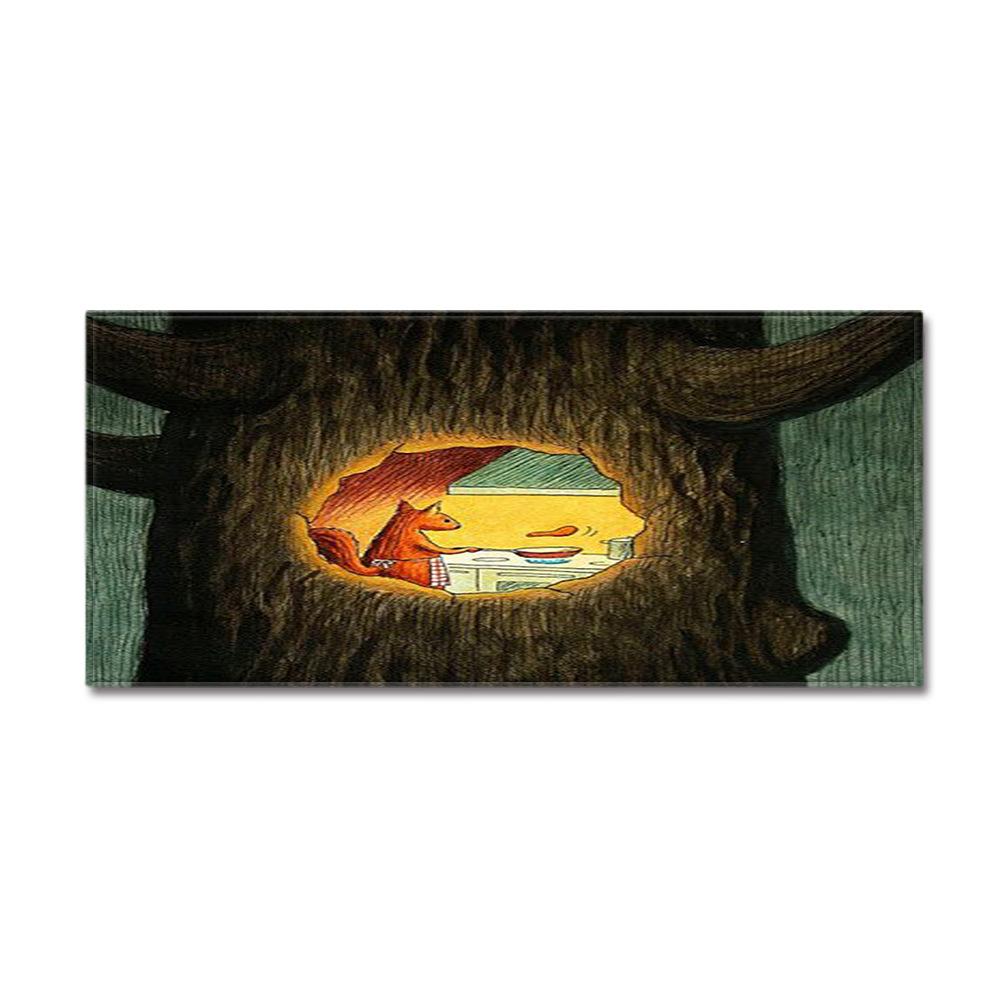 Warm Heart Tree Hole Entrance Door Door Mat Kitchen Bathroom Non-Slip Floor Mat Living Room Bedroom Absorbent Carpet