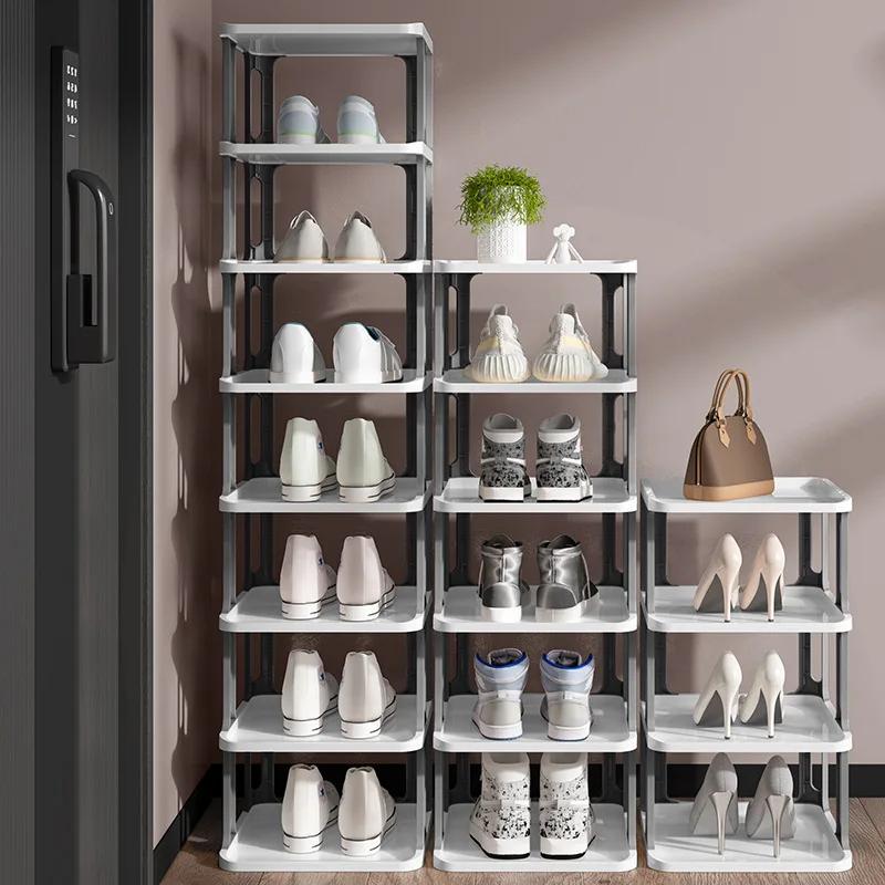 Multilayer Stackable Shoe Rack - Assembled Shoe Hanger & Door Storage Rack for Dormitory Space-Saving Shoe Cabinet for Home Use