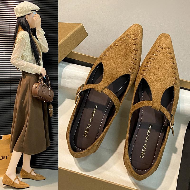 Cowhide version~ pointed Mary Jane shoes 2025 autumn versatile temperament new women's inner height increase single shoes fashionable versatile
