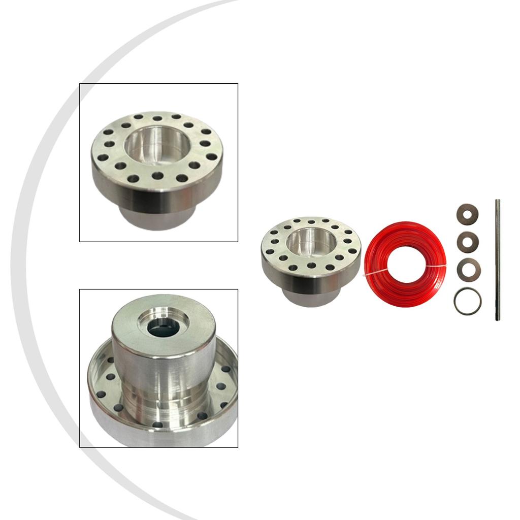 Aluminum Alloy Trimming Head With Red 30m Square Grass Cutting Rope Multi Hole New Aluminum Alloy Trimming Head