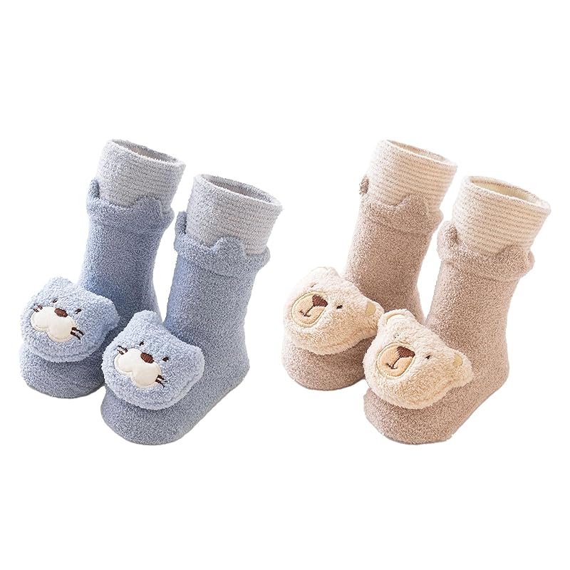 

[HAYAHARU] baby socks Warm and cold protection baby socks cute newborn socks cotton soft With anti-slip autumn winter Thick kids socks kids socks room