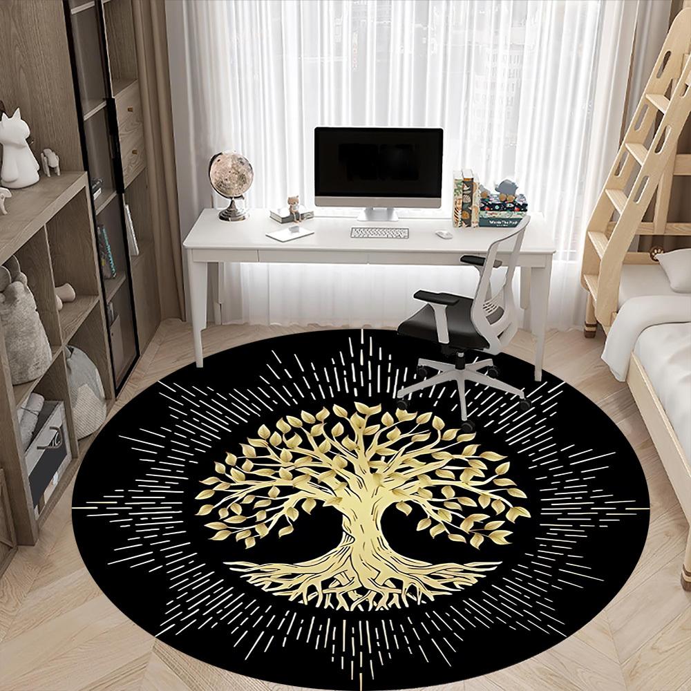 1PC Tree of Life Chair Carpet for Office, Indoor Non-Slip Washable Carpet, Soft Comfortable Mat For Office Room yy250930226