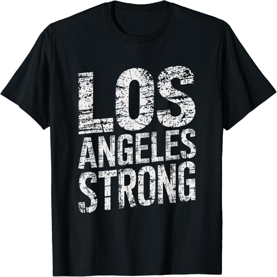 

Los Angeles Strong Distressed Typography Design T-Shirt XXXXXL чорний
