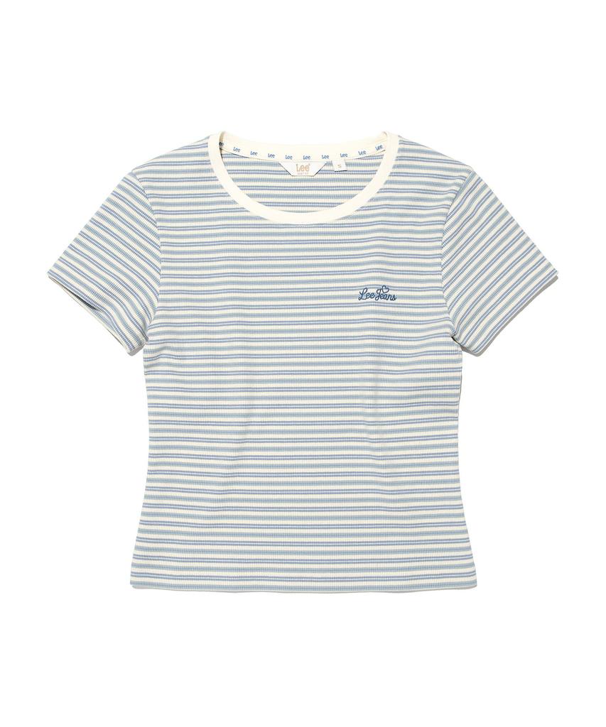 LEE Women'S Ribbed Stripe T-Shirt Light Blue