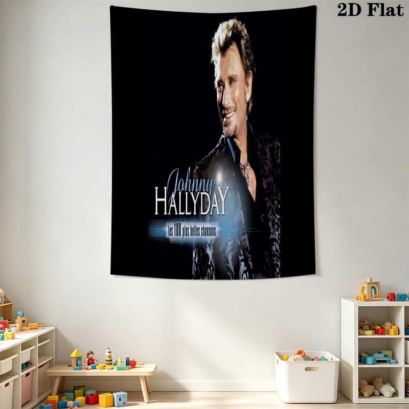 Johnny Hallyday Best Live Performances Tapestry Wallmounted Fashion Print Home Decor Background Wall Hanging Cloth Christmas Gift