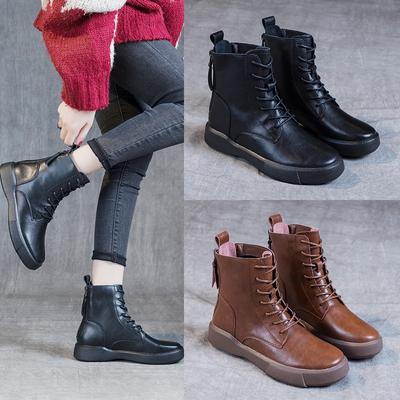 Women's British Style Large Retro 2024 Autumn Winter New Back Double Zipper Flat Bottom Short Boots Women's Soft Bottom Boots