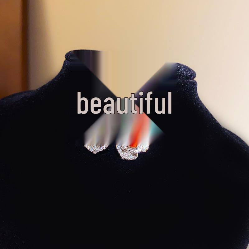 Exquisite French Zircon Flower Jewelry Set: Court-Style Clavicle Necklace & Pendant Earrings