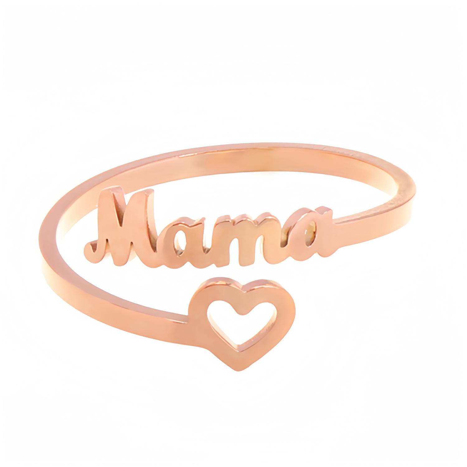 

Кольцо из нержавеющей стали со словом MAMA — лучший подарок для мам на День матери розового золота