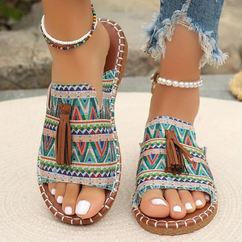 Dames Casual Strand Vakantie Luxe Sandalen 2025 Zomer Nieuwe Mode Outdoor Platte Sandalen Open Teen Sandalen Damesschoenen voor Dames