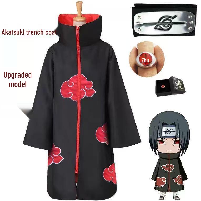 Naruto Akatsuki Stand-Up Collar Cloak Anime Cosplay Costume