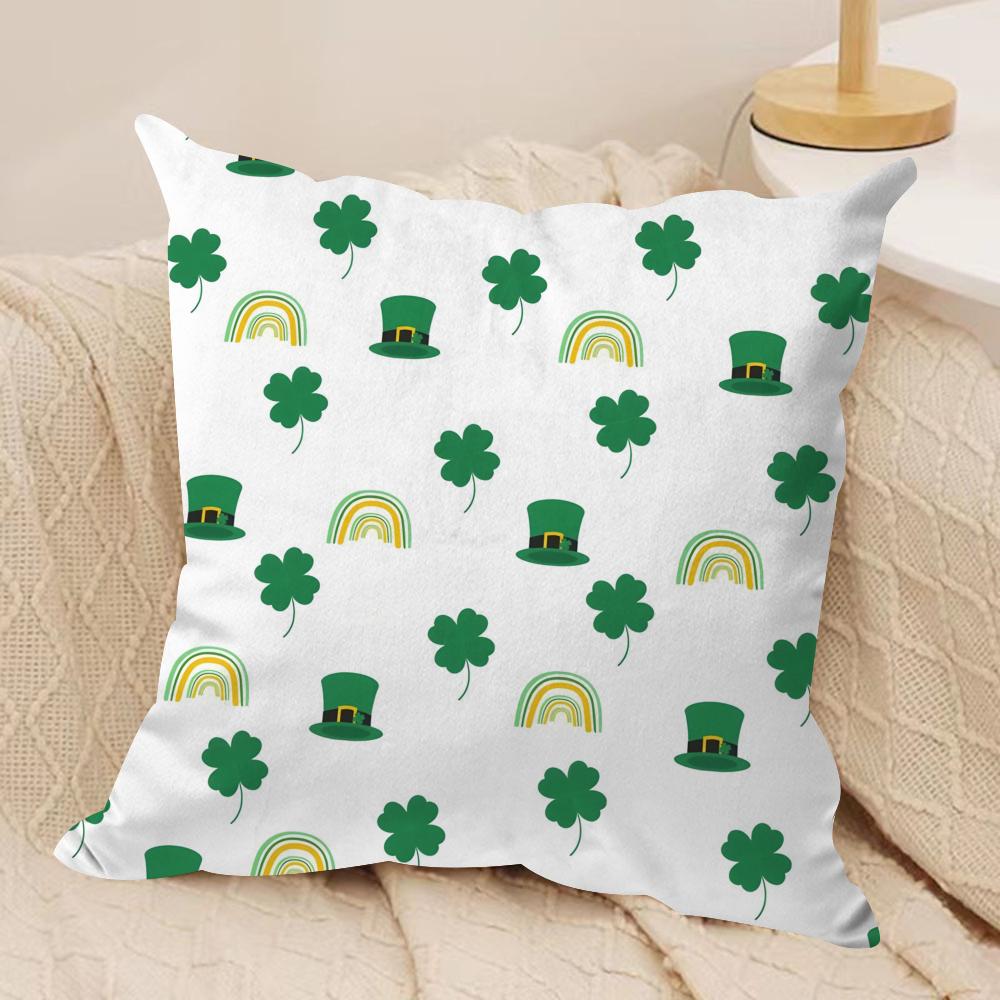 Funny St Patricks Day Cushion Cover Short plush Doublesided Print Square Throw Pillow Covers Sofa Home Cushion Decor