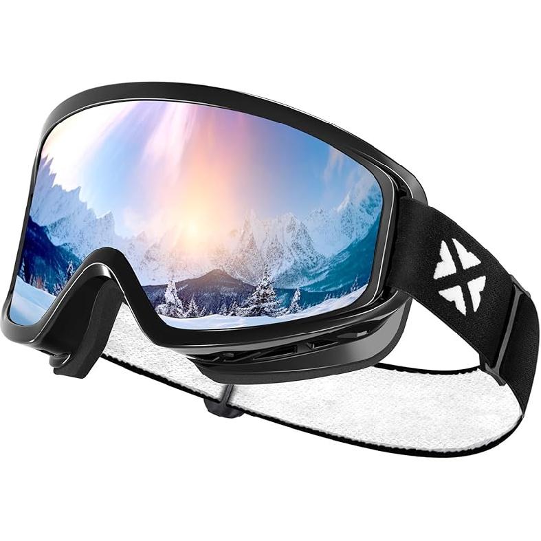 MAXJULI Ski Goggles Snow Snowboard Goggles for Men Women Anti-Fog HD Lens M7 Black Frame+8.31% Vlt Sil