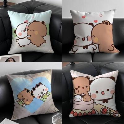 Cartoon Role Bubu Dudu Couple Pillow Case Antidustmite Pillowcase Invisible Zipper Silky Short Plush Sofa Cushion Cover